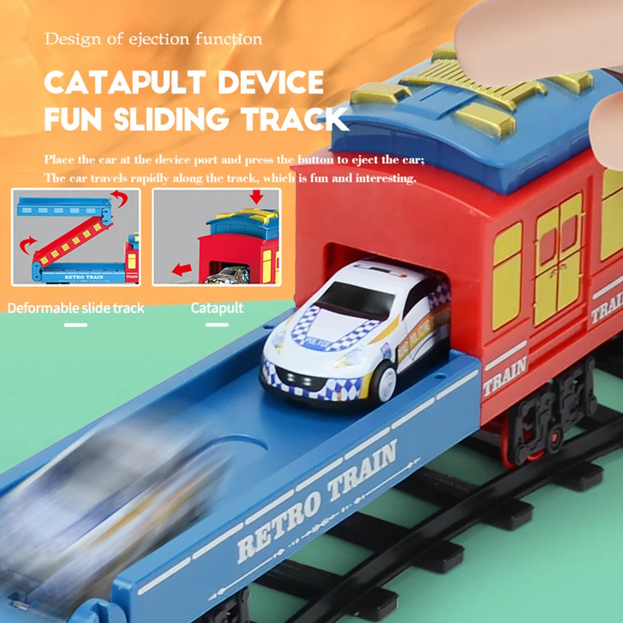 Classical simulation steam transparent 7 color wheel electric track train smoking