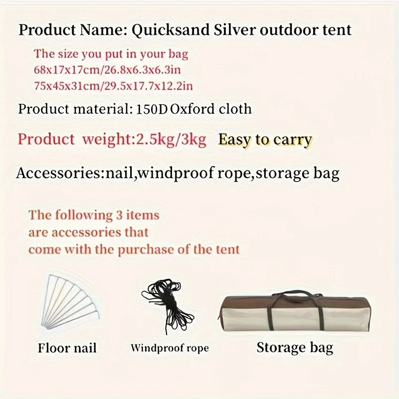Ultimate Quick-Pitch Waterproof Tent - Automatic, Mosquito-Proof, Sunscreen, Portable, and Spacious for Camping