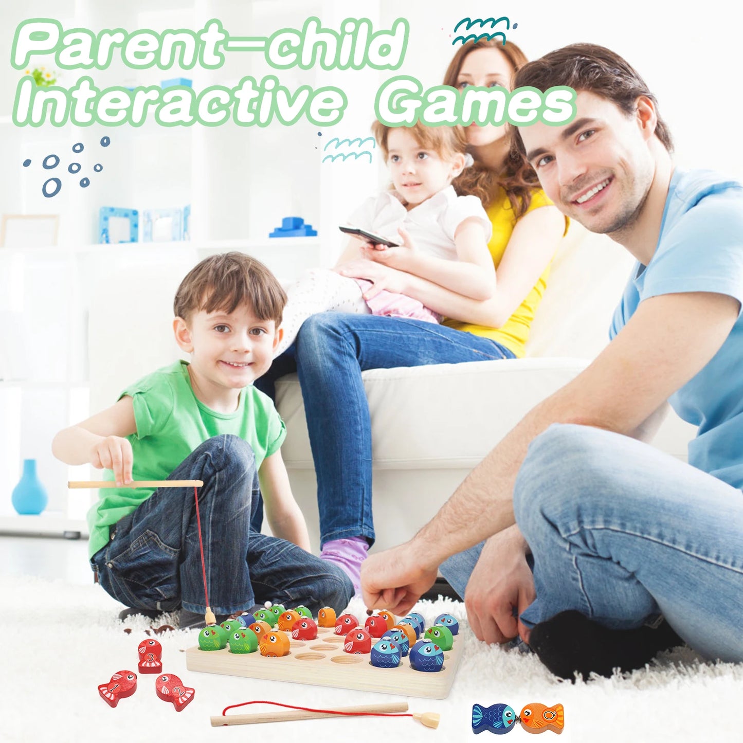 Preschool Learning Educational Toys for Boys and girls Wooden Magnetic Fishing