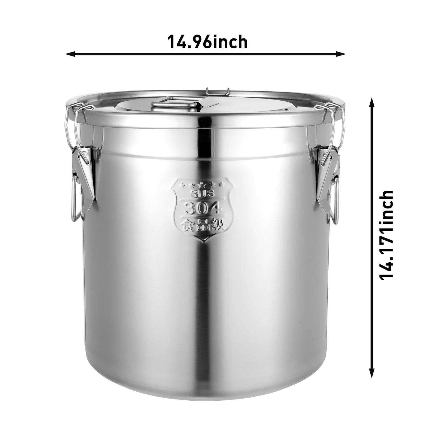 304 Stainless Steel 21L/33L Airtight Canister Household Kitchen Food Grain Rice Sealed Storage Bucket Food-grade Container