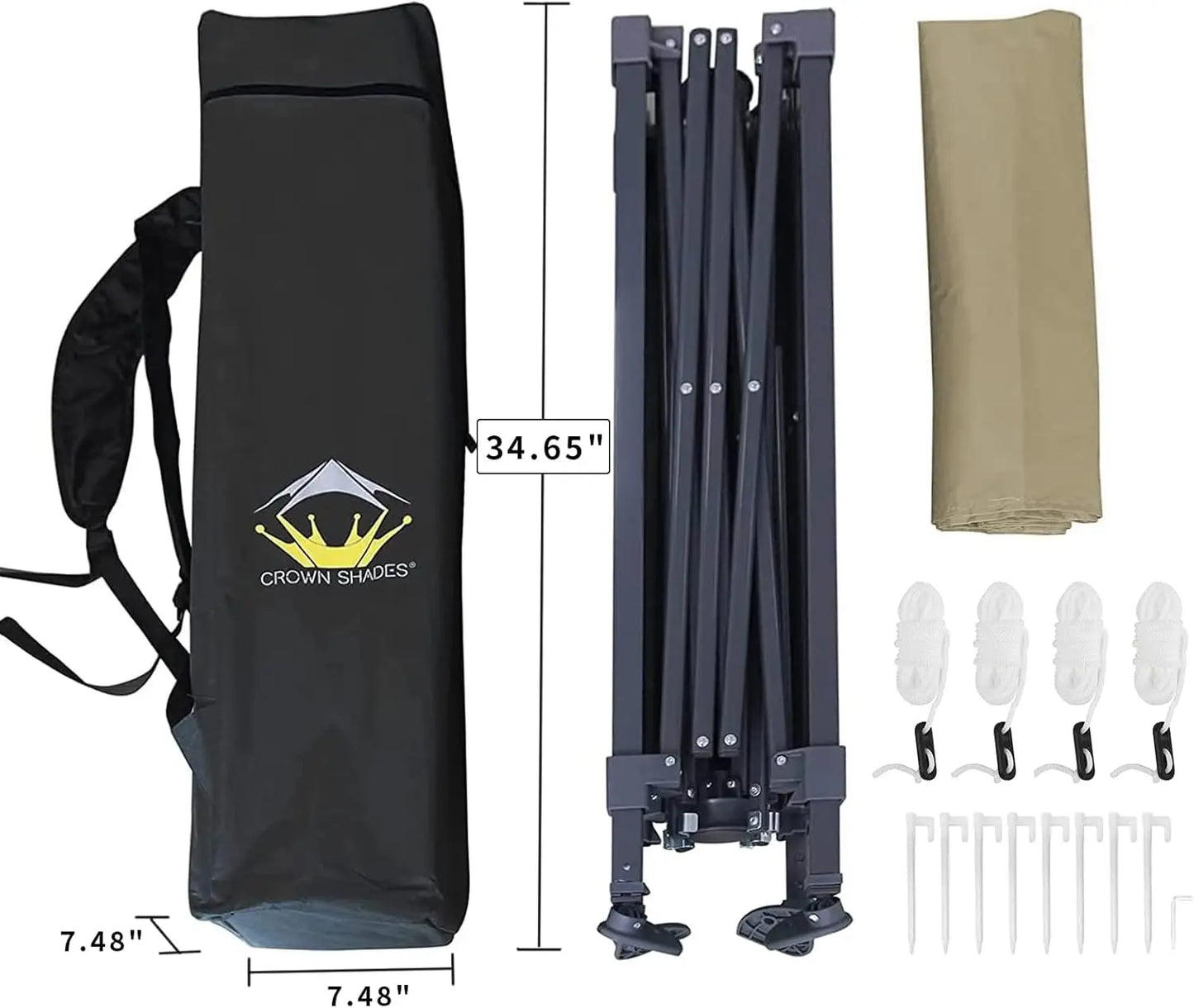 6.5x6.5 Pop Up Canopy Tent, Slant Leg with Carry Bag, Beach Tent, Sports Shelter(Beige)