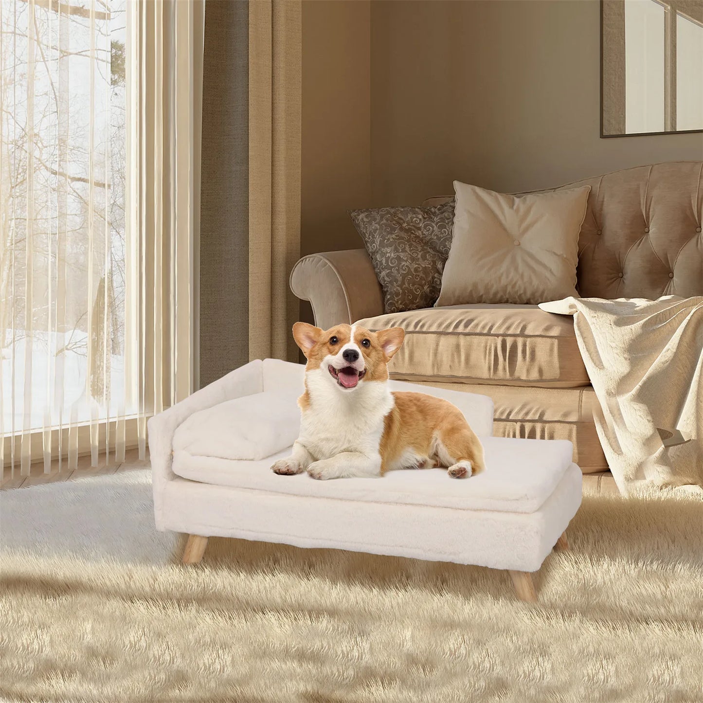 Elevated Pet Bed with Cozy Pad Waterproof, Sofa