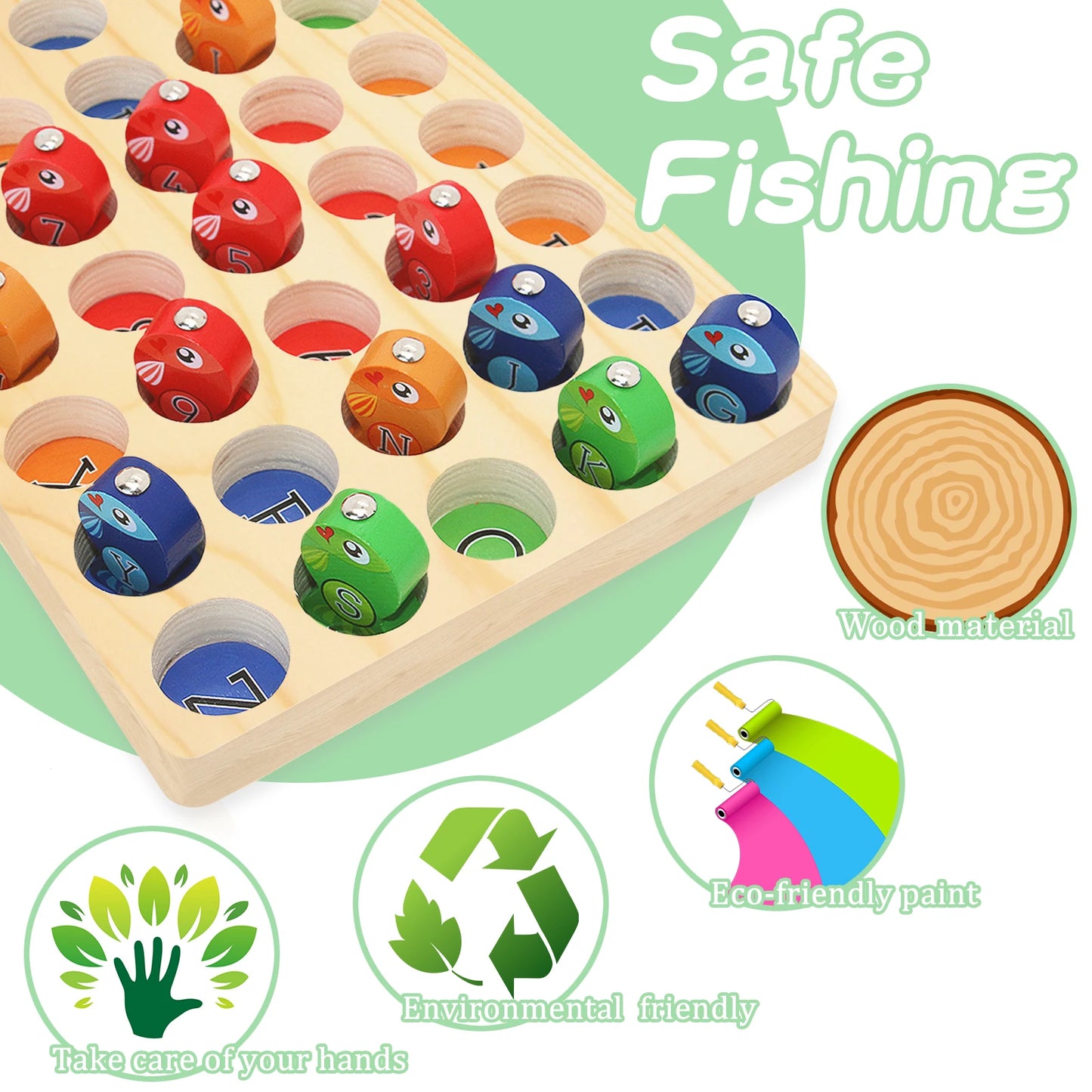 Preschool Learning Educational Toys for Boys and girls Wooden Magnetic Fishing