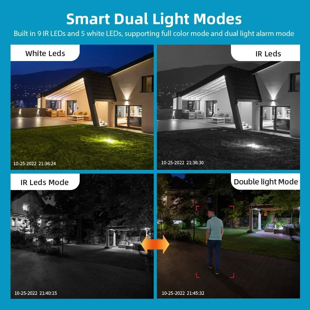 12MP 6K WiFi Camera Outdoor Three Lens Dual Screens 8X PTZ Zoom CCTV Video Auto Tracking Security Surveillance