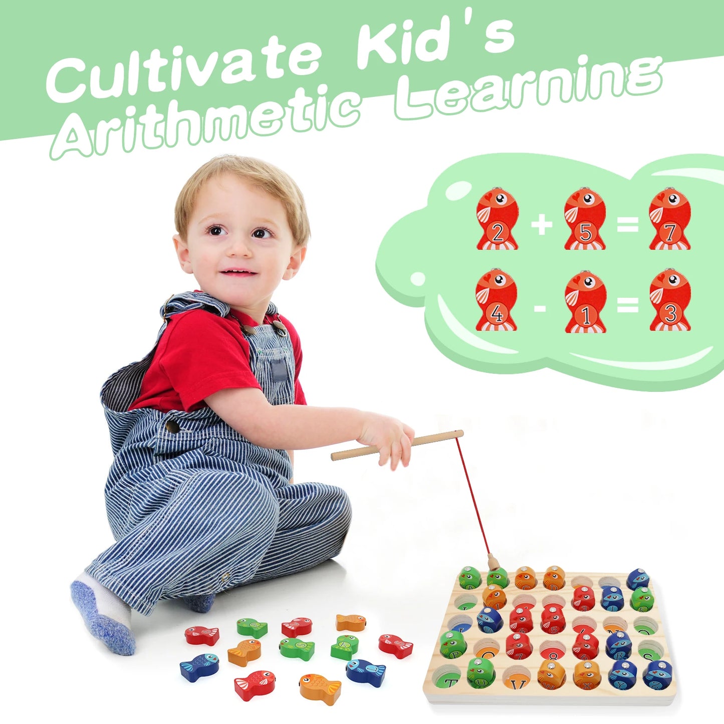 Preschool Learning Educational Toys for Boys and girls Wooden Magnetic Fishing