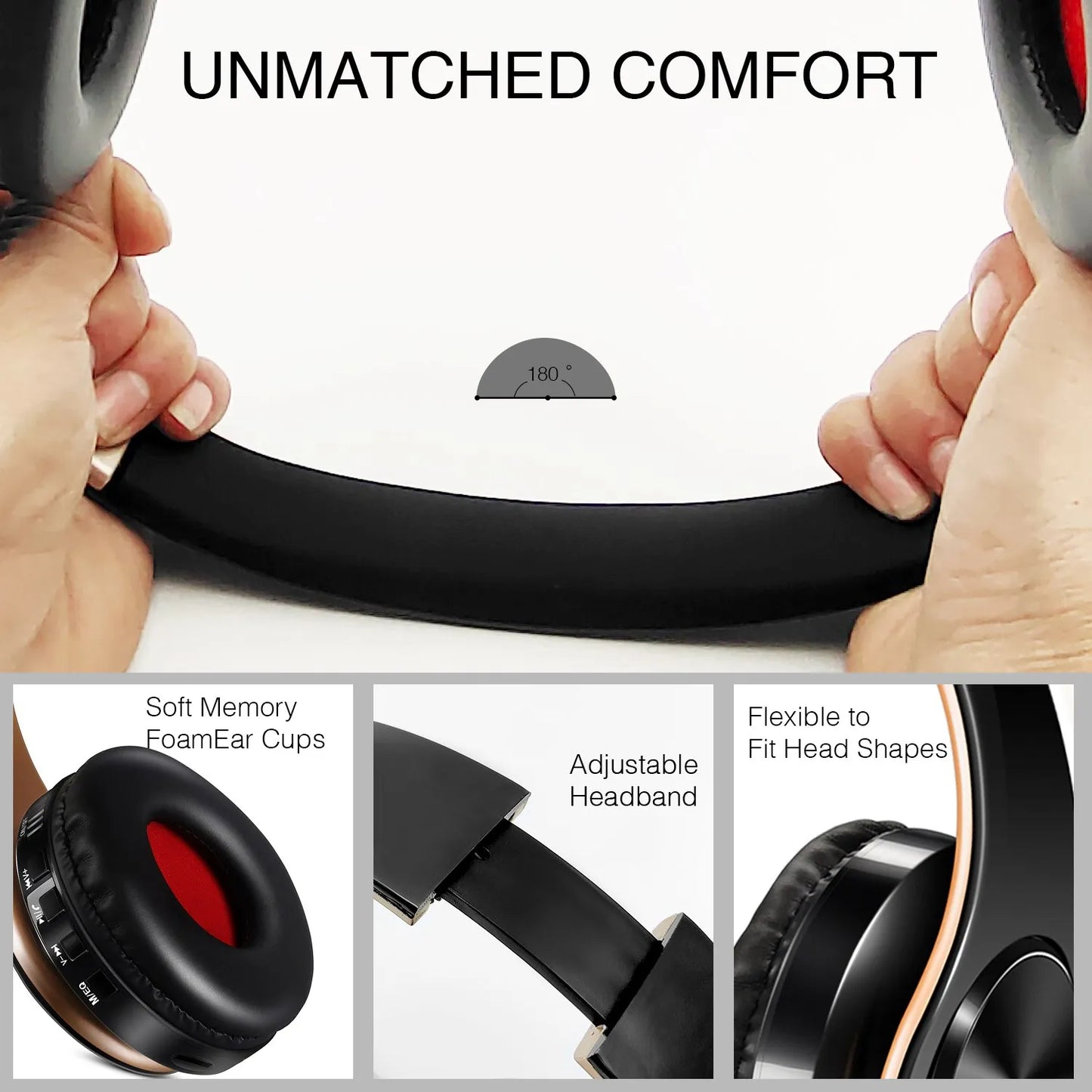 HIFI Stereo Earphones Bluetooth Headphone and Support SD Card with Mic