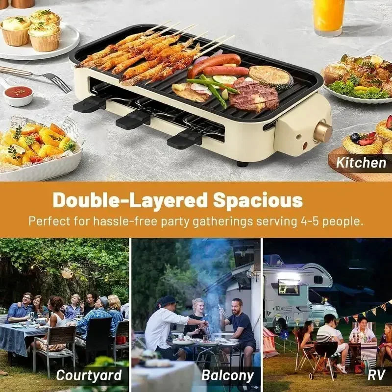 Smokeless Indoor Grill , Non-Stick Cooking Removable Plate, Portable Electric BBQ Grill