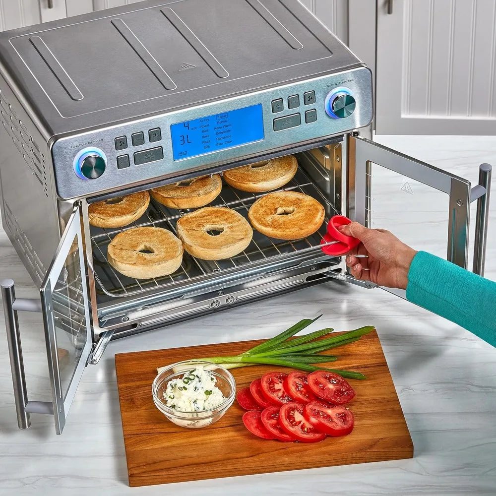 360 Air Fryer Oven Combo with French Door, 25 QT Extra Large Cook Two Foods in Different Ways,