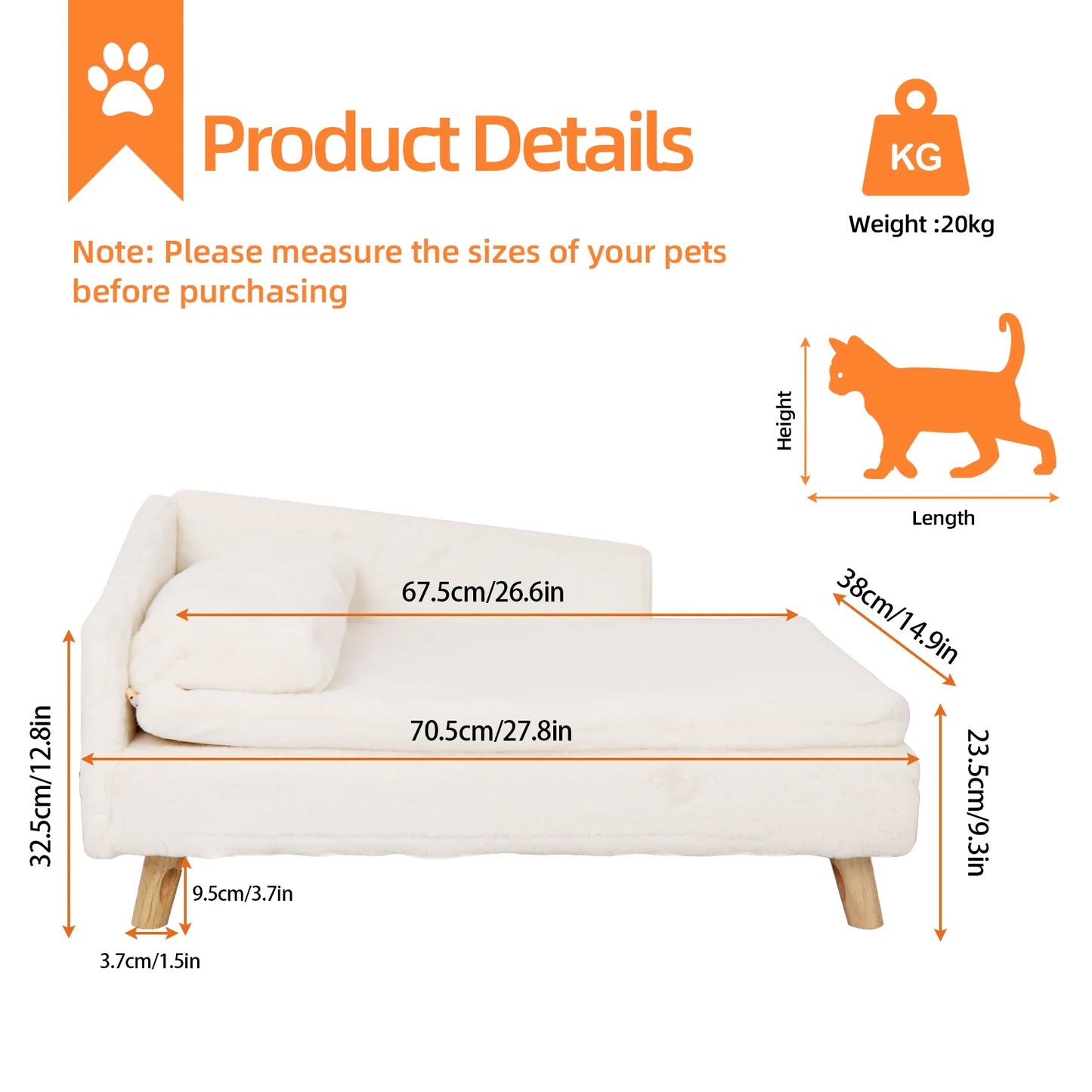 Elevated Pet Bed with Cozy Pad Waterproof, Sofa