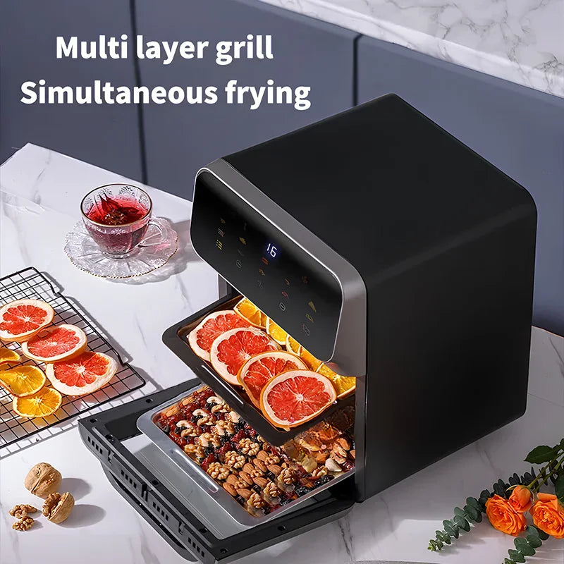 12L Electric Air Fryer Large Capacity Convection Oven Deep Fryer Without Oil 360°Baking Viewable Window