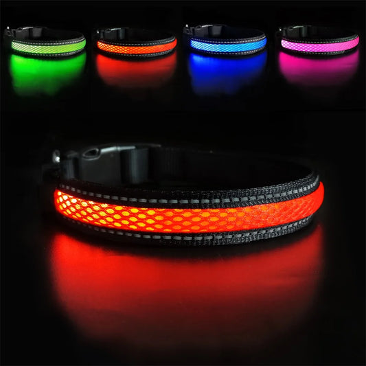 LED Dog Collar Luminous Flashing Glow Necklace Waterproof Reflective