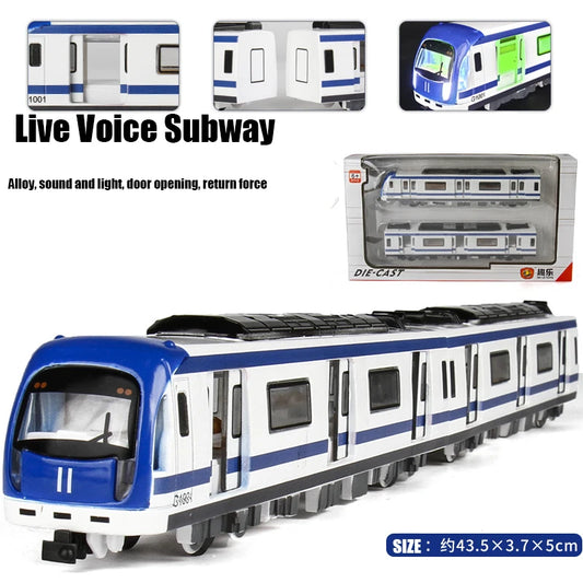 New Magnetic Pull Back Alloy Connected Subway Metro Track Train Alloy Model Toys Sound