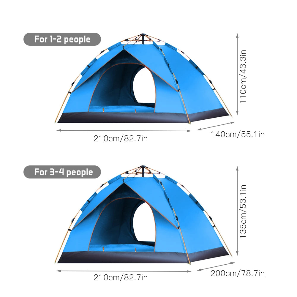 Outdoor Pop Up Water-resistant Portable Instant Camping Tent for 1-2 / 3-4 People