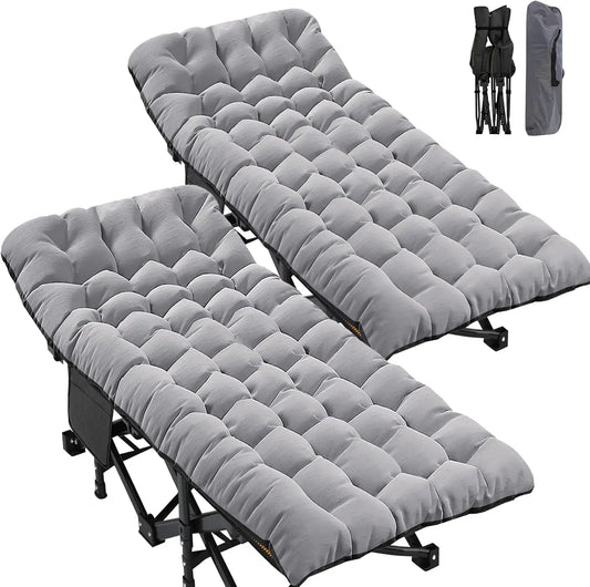 2Pack Oversized XXL Folding Camping Cot W/Mat for Adults, 78" L x 32" W x 18" H Heavy Duty Outdoor Bed with Carry Bag,120