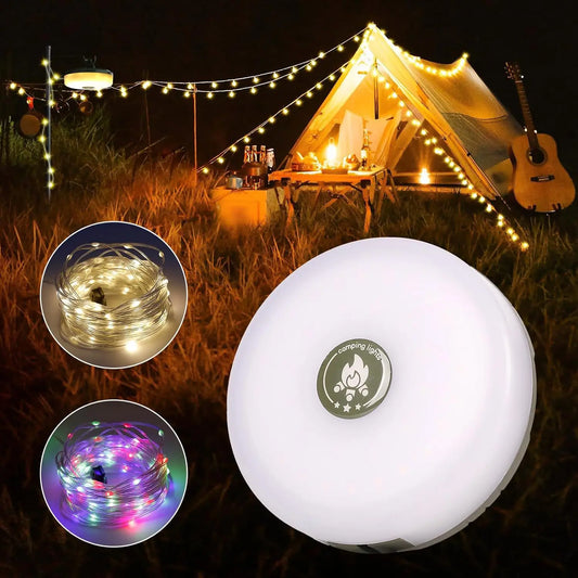 Rechargeable Camping String Light LED  USB Rechargeable Magnetic 8 Modes Outdoor String Lamp