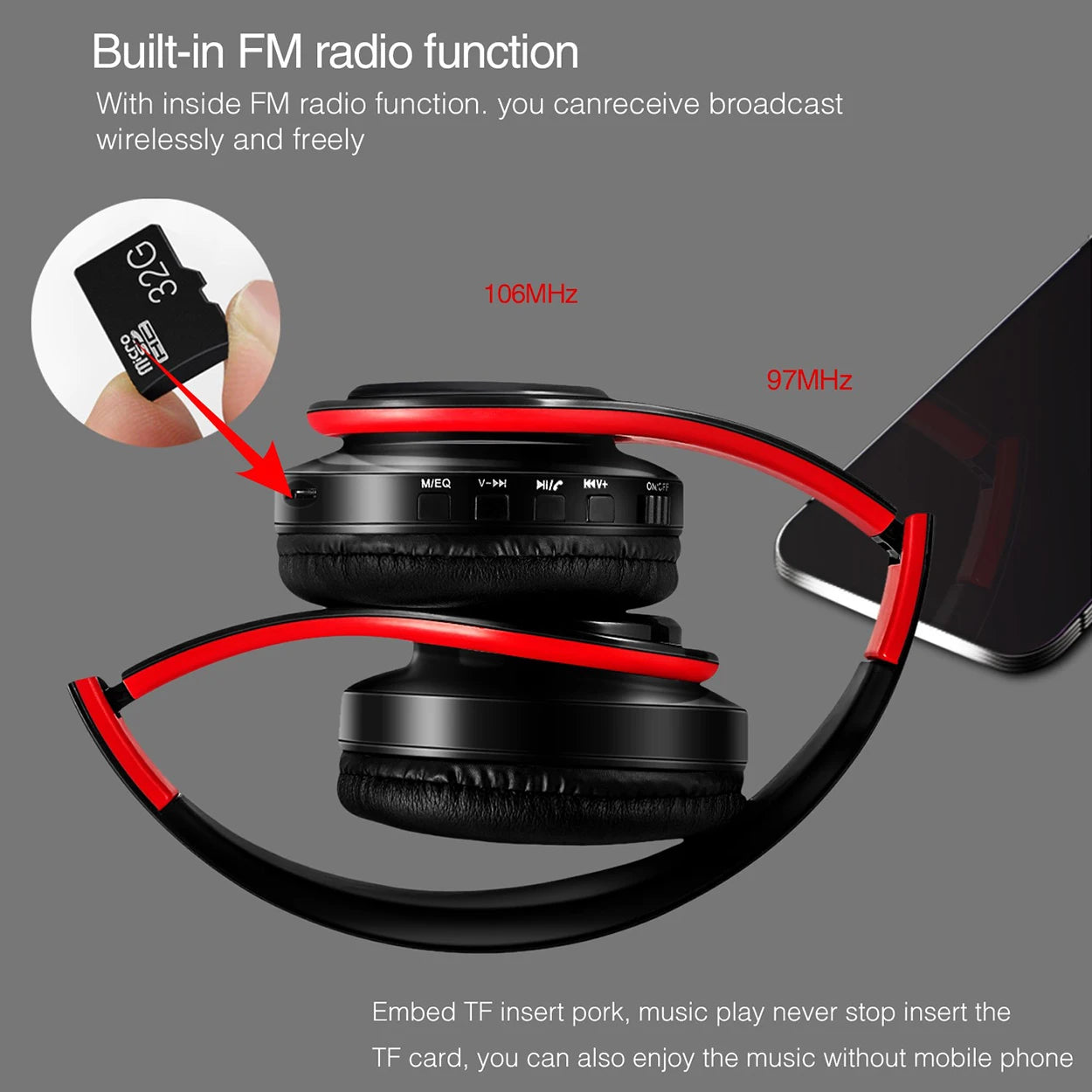 2025 Upgrading Wireless Bluetooth Headphones Stereo Headset Music Sports Overhead Earphone with mic