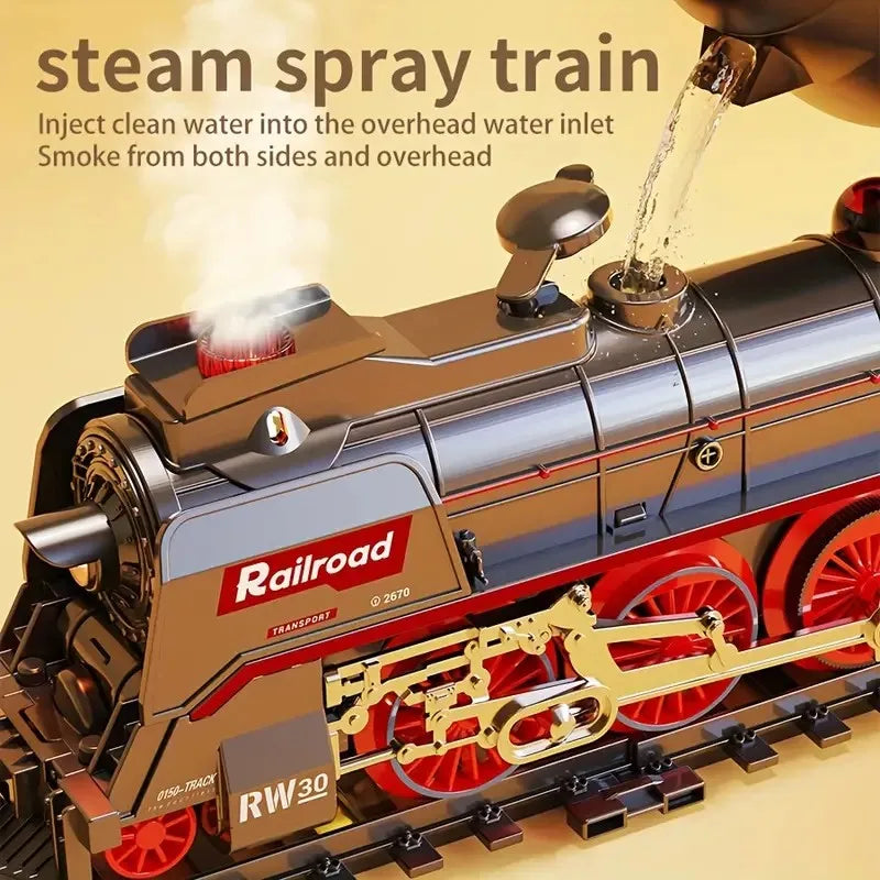 toy trains with steam locomotive engine, light-up coaches and tracks, Christmas train ,adult train sets