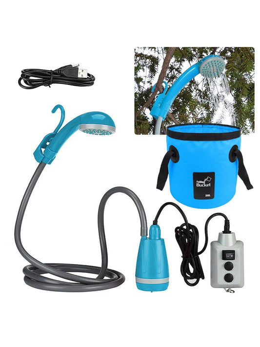 Outdoor Camping Shower Pump Rechargeable Shower Head for Camping Hiking Traveling Bathing