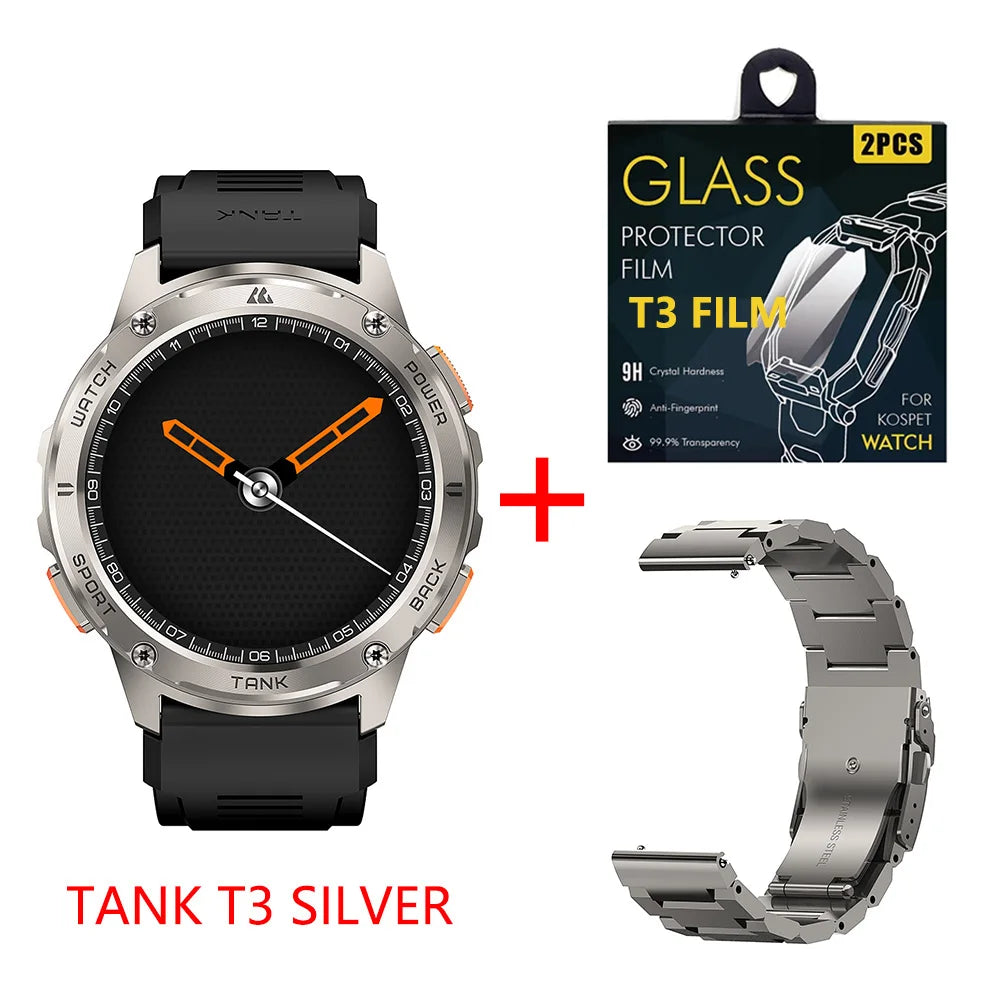 T3 Smart Watch  Military Smartwatch Digital Fitness Watches AMOLED AI Voice AOD Bluetooth