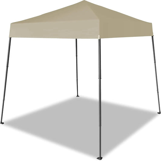 6.5x6.5 Pop Up Canopy Tent, Slant Leg with Carry Bag, Beach Tent, Sports Shelter(Beige)