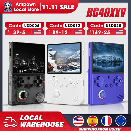 Handheld Game Console 4'' IPS Screen Video Output Joystick RGB lighting Effect Streaming RG 40XXV E-book Player