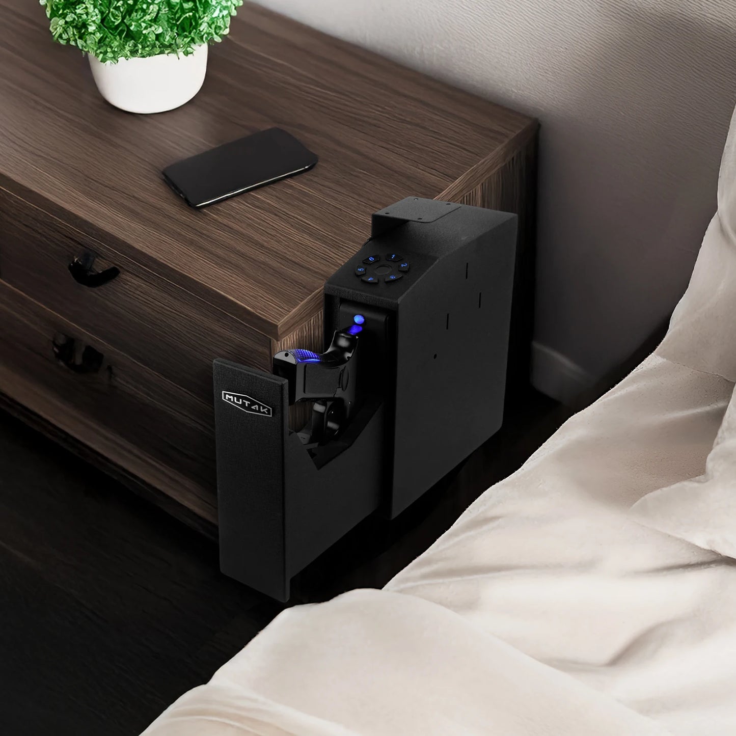 ,Biometric Slider Bedside Handgun Safe,Pistol Lock Case